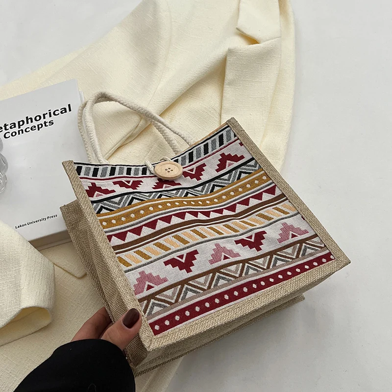 Ethnisch gemusterte Canvas Einkaufstasche