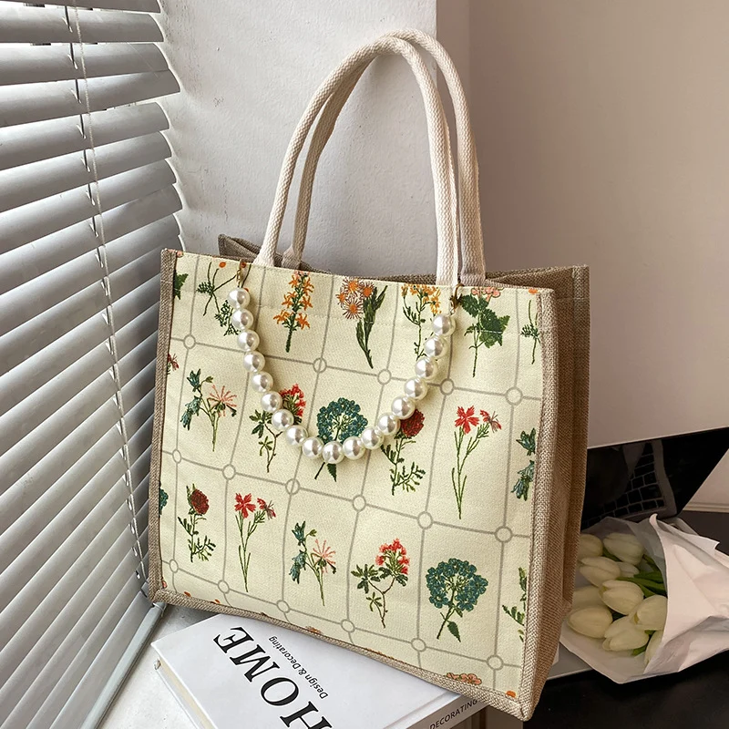 Bestickte Blumendruck-Tasche