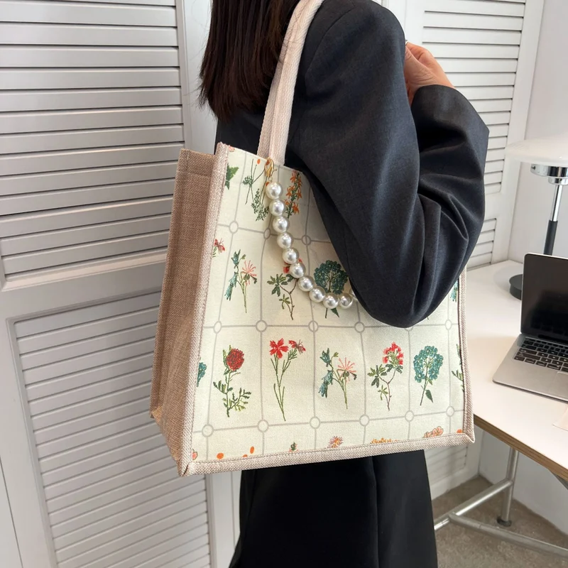 Bestickte Blumendruck-Tasche