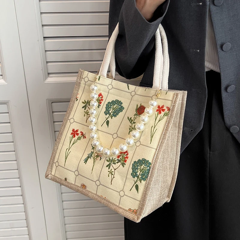 Bestickte Blumendruck-Tasche