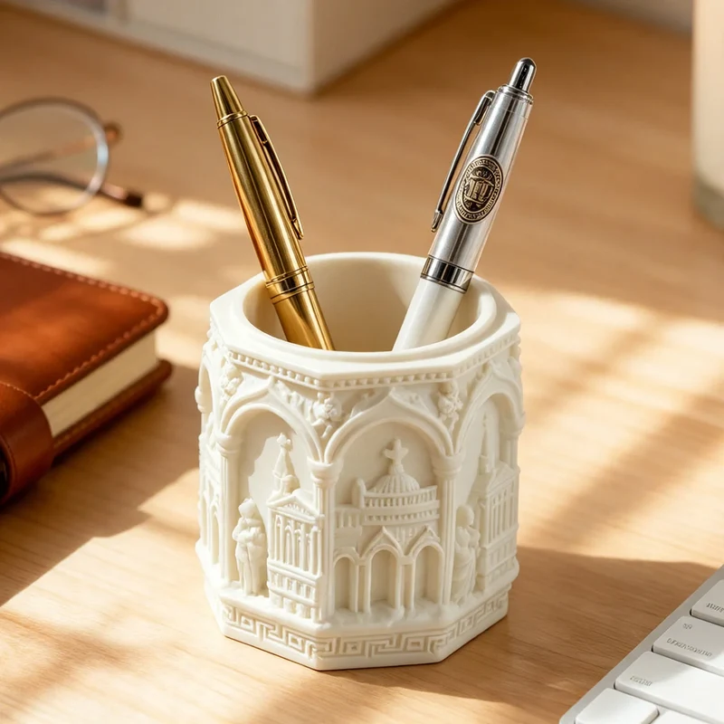 Stiftehalter mit römischem Flachrelief-Design
