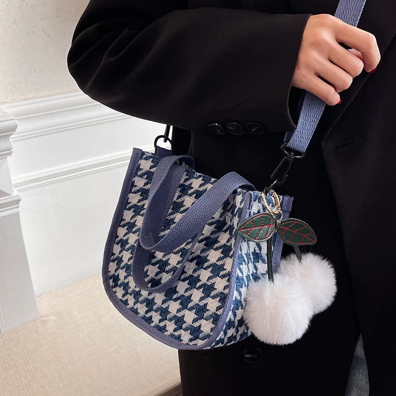 Hahnentritt-Muster Tote-Bag