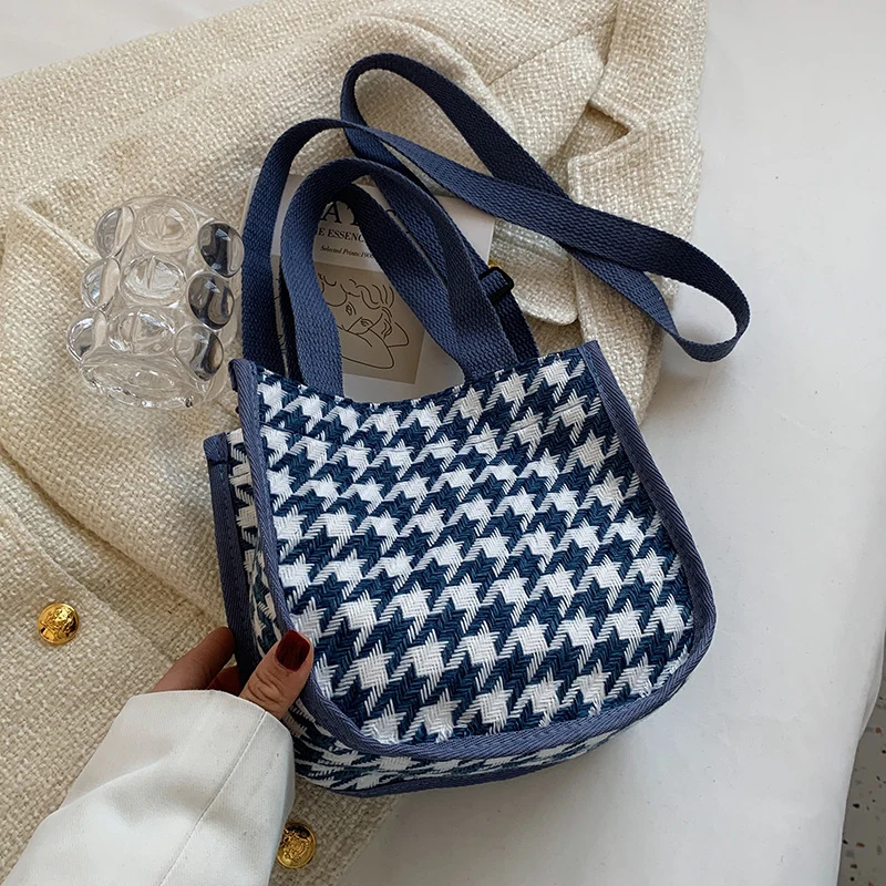 Hahnentritt-Muster Tote-Bag