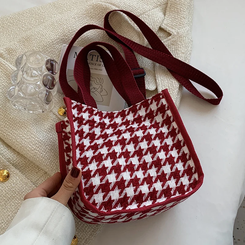 Hahnentritt-Muster Tote-Bag