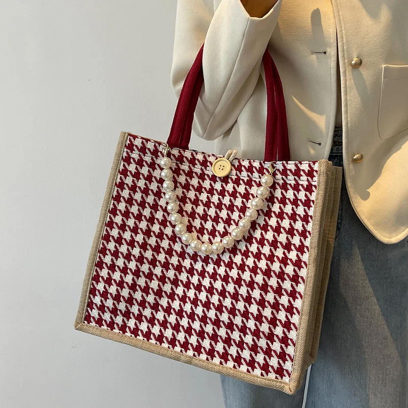 Hahnentritt-Muster Tote-Bag