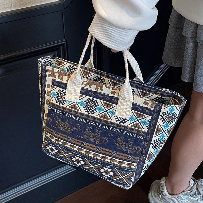 Geometrisches Druck-Canvas-Shopper-Bag