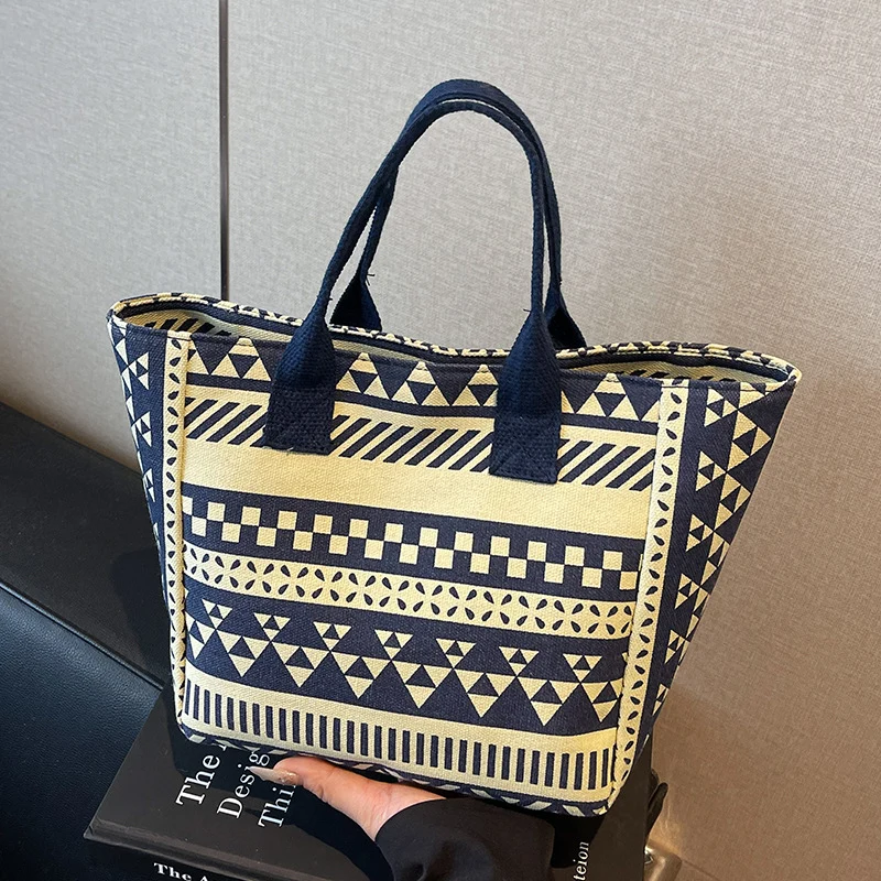 Geometrisches Druck-Canvas-Shopper-Bag