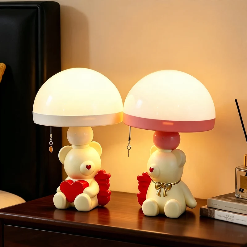 Nachttischlampe mit Motiv, Zugschalter