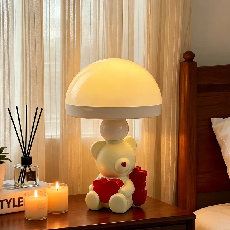Nachttischlampe mit Motiv, Zugschalter