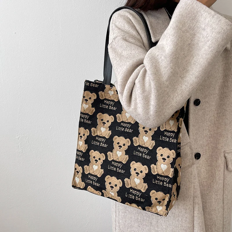 Niedliche Bären-Print-Canvas-Tasche