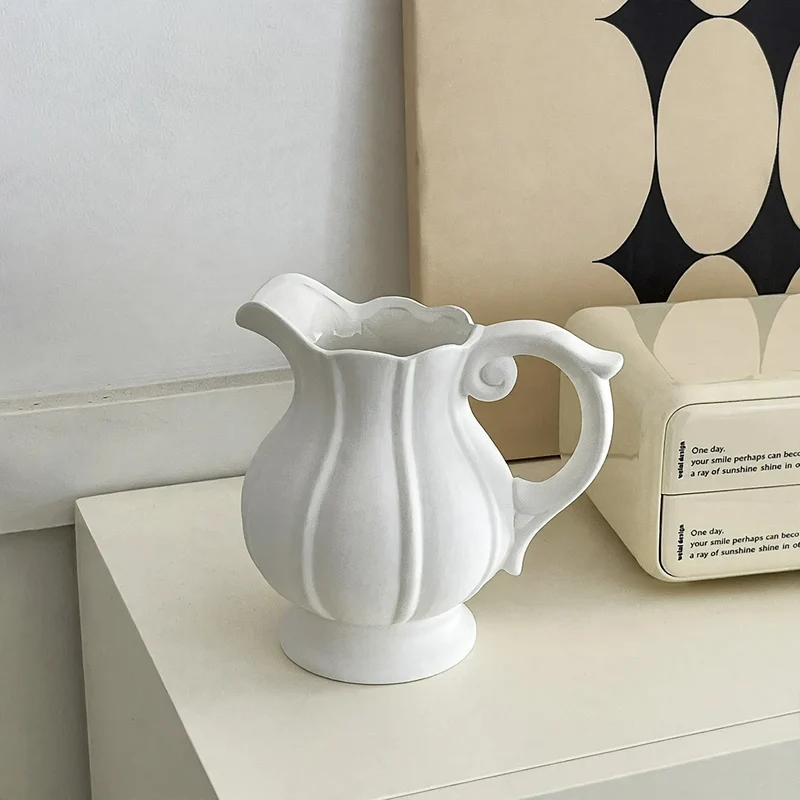 Keramik-Blumenvase, Weiß, nordischer Stil