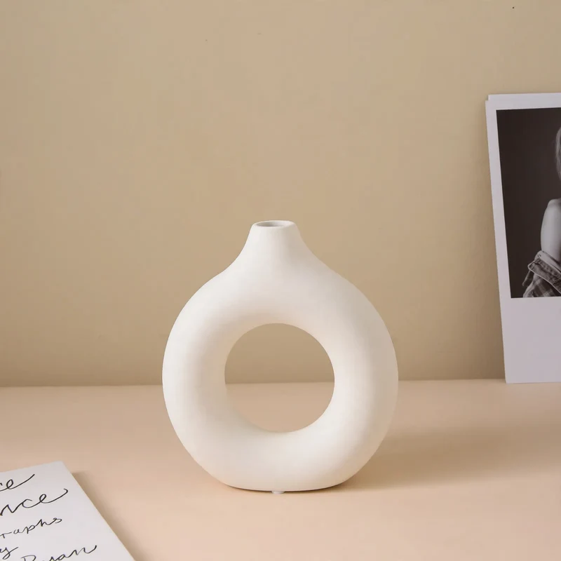 Keramik-Blumenvase, Weiß, nordischer Stil