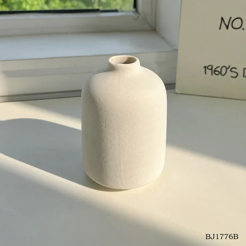 Keramik-Blumenvase, Weiß, nordischer Stil