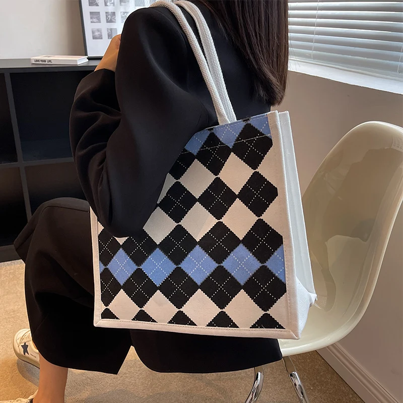 Elegante karierten Muster Tragetasche