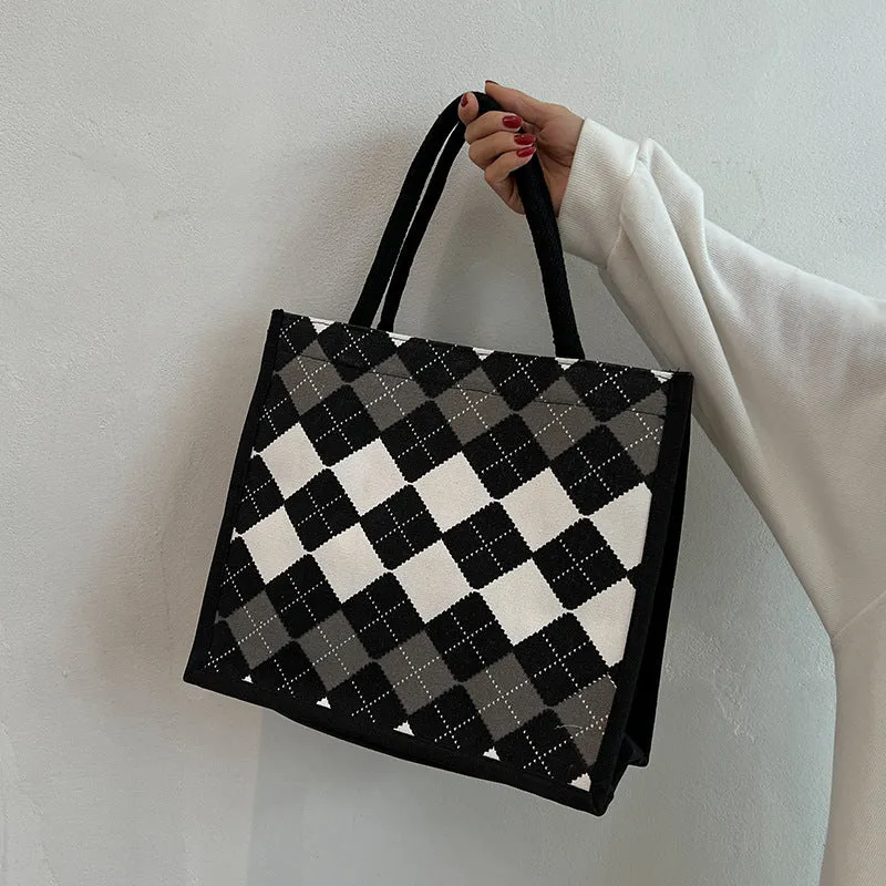 Elegante karierten Muster Tragetasche