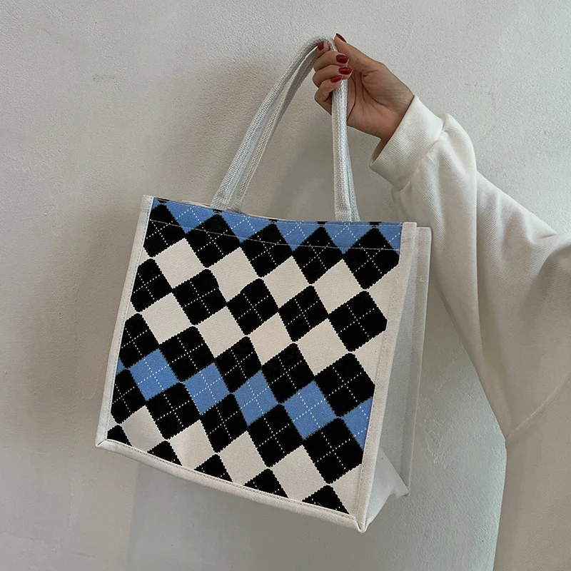 Elegante karierten Muster Tragetasche