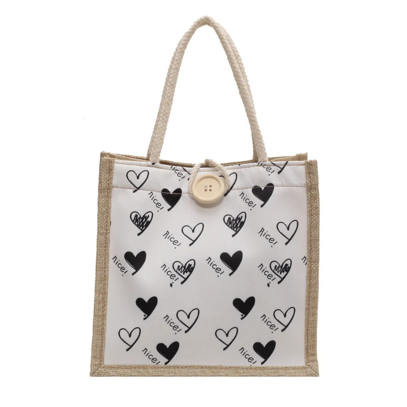 Herz-Muster Canvas Einkaufstasche