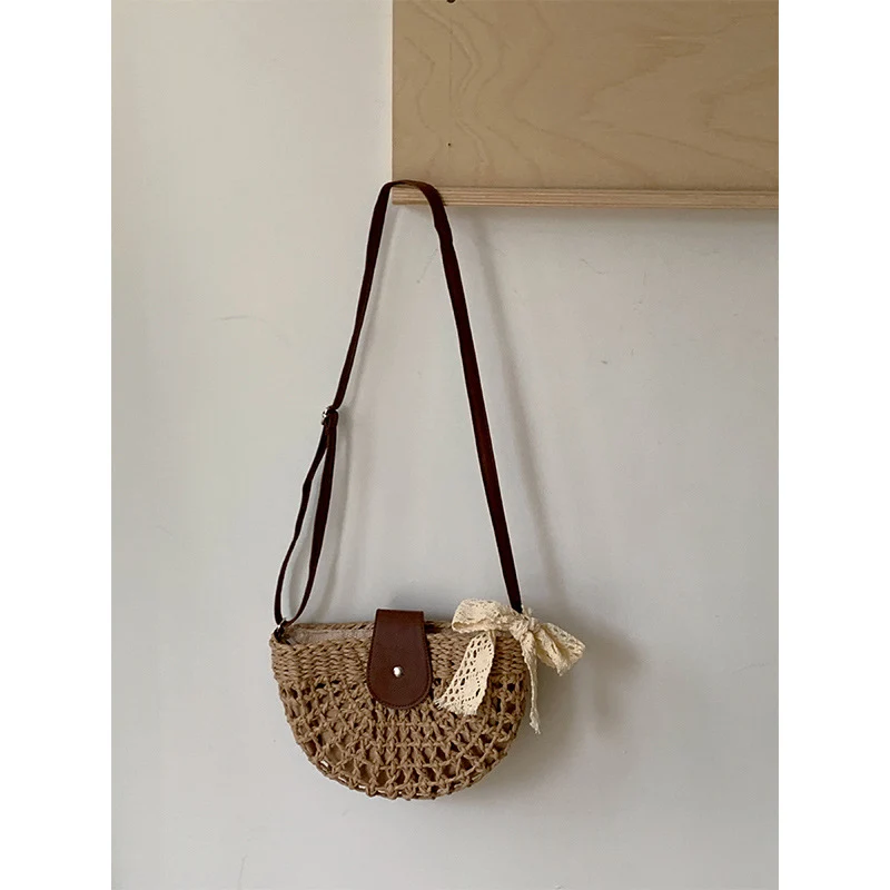 Handgewebte Rattan Umhängetasche
