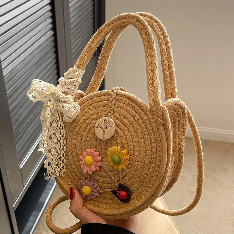 Handgewebte Blumenakzent Schultertasche