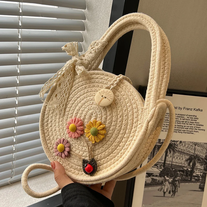 Handgewebte Blumenakzent Schultertasche