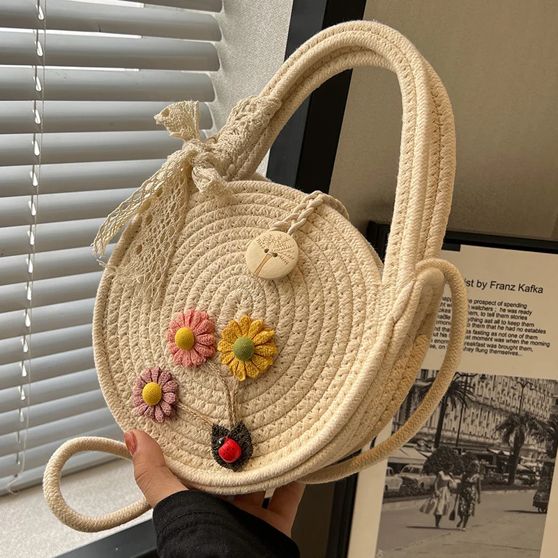 Handgewebte Blumenakzent Schultertasche