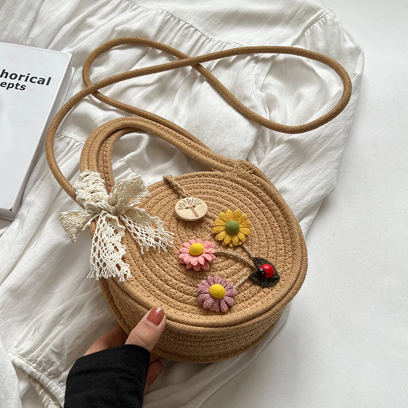 Handgewebte Blumenakzent Schultertasche