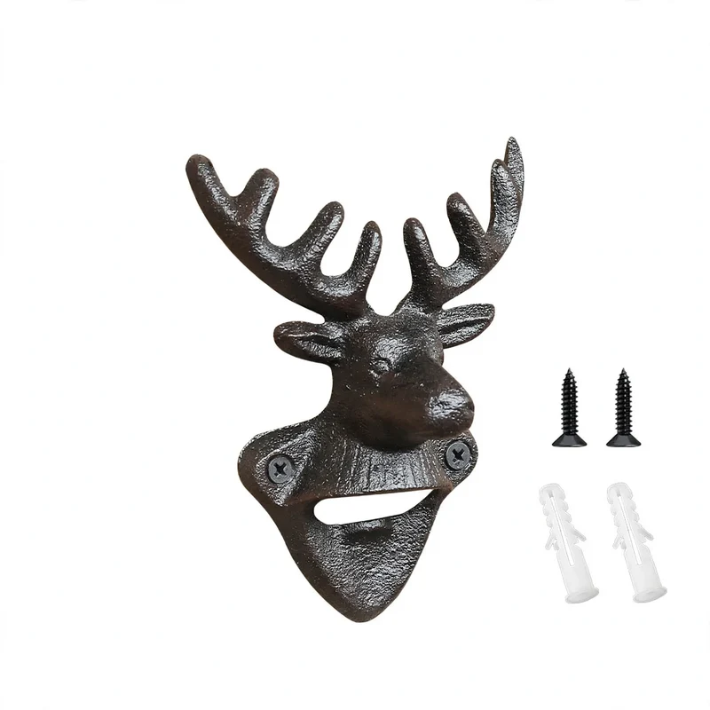 Wandflaschenöffner, Eisen, Tierkopf-Design