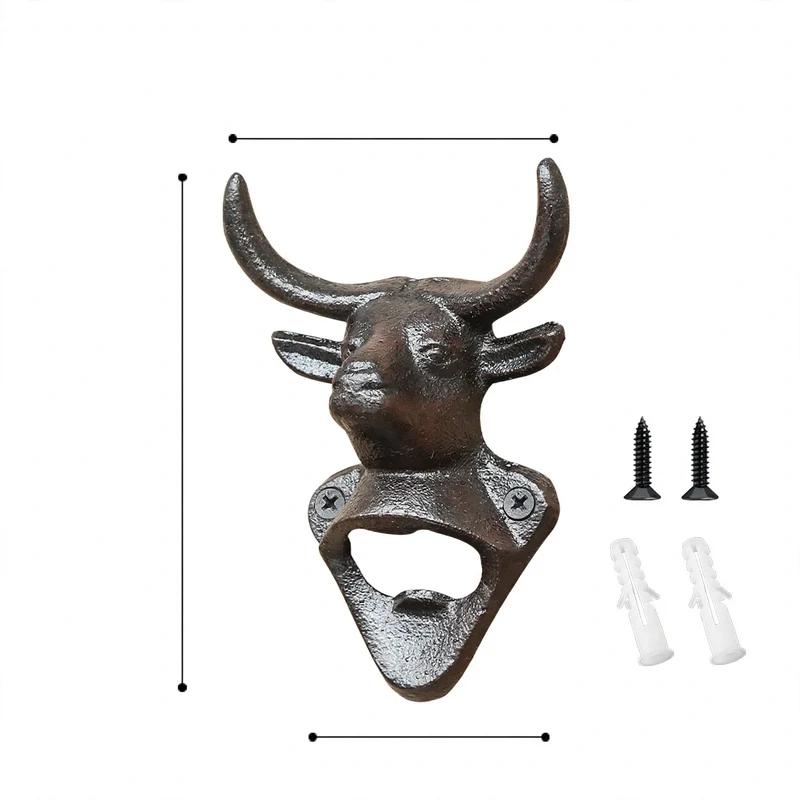 Wandflaschenöffner, Eisen, Tierkopf-Design