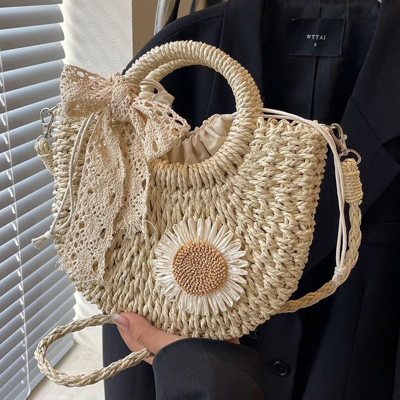 Handgefertigte gewobene Blumen-Akzent-Tasche