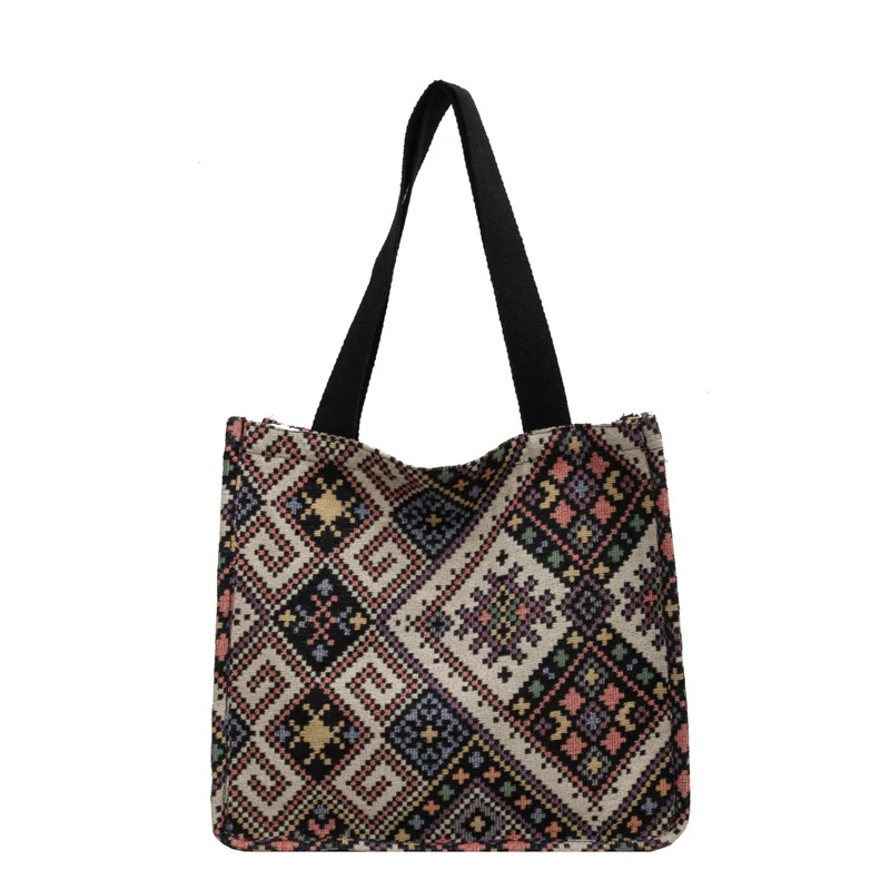 Handgefertigte geometrisch gemusterte Tote Bag