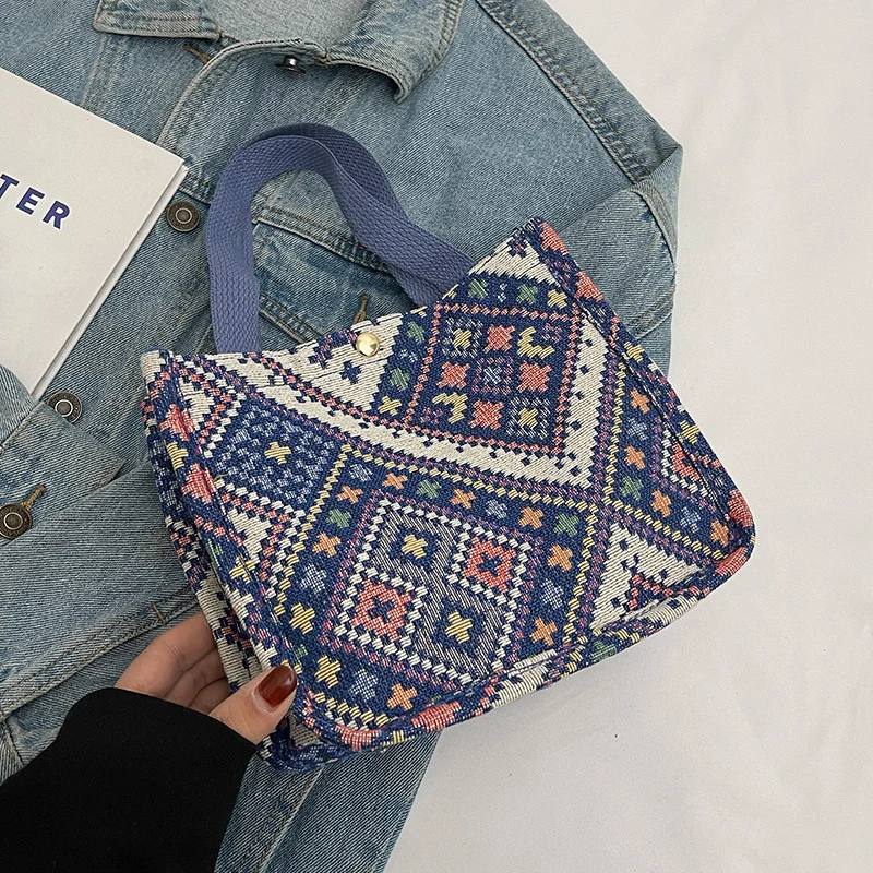 Handgefertigte geometrisch gemusterte Tote Bag