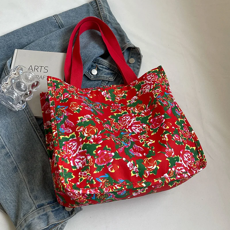Blumenmuster wiederverwendbare Canvas-Tasche