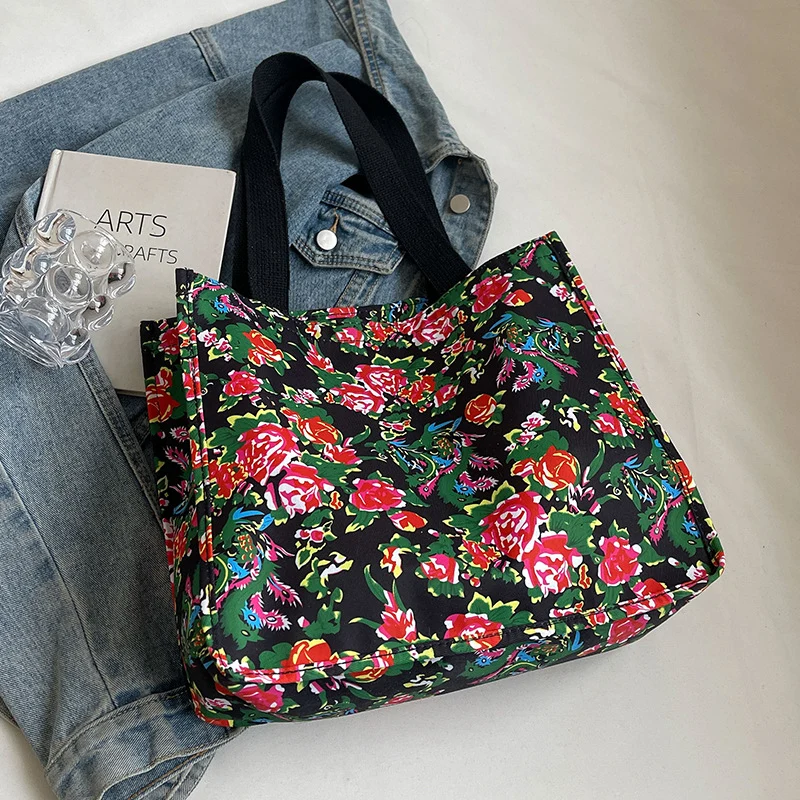 Blumenmuster wiederverwendbare Canvas-Tasche