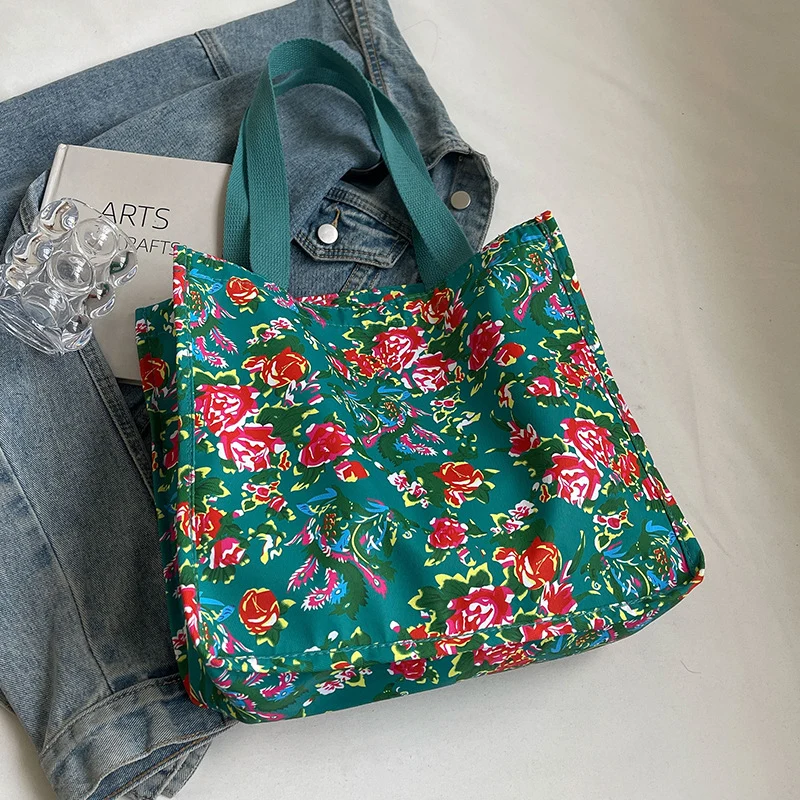 Blumenmuster wiederverwendbare Canvas-Tasche
