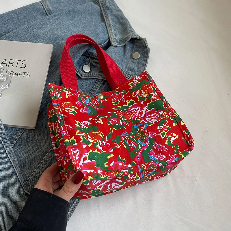 Blumenmuster wiederverwendbare Canvas-Tasche