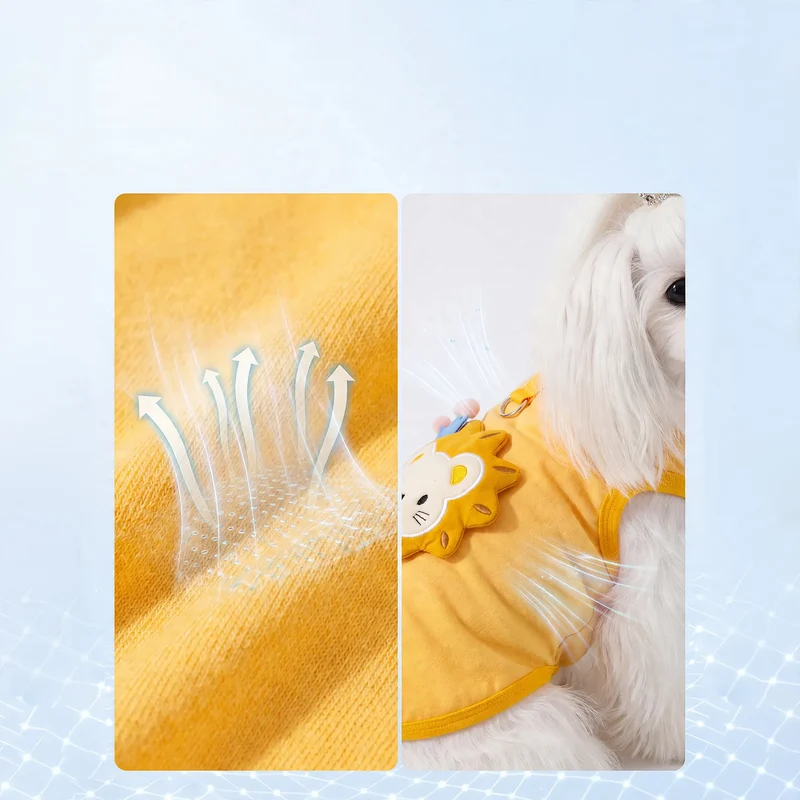 Sommer-Hundehemd mit Leine, Cartoon-Design
