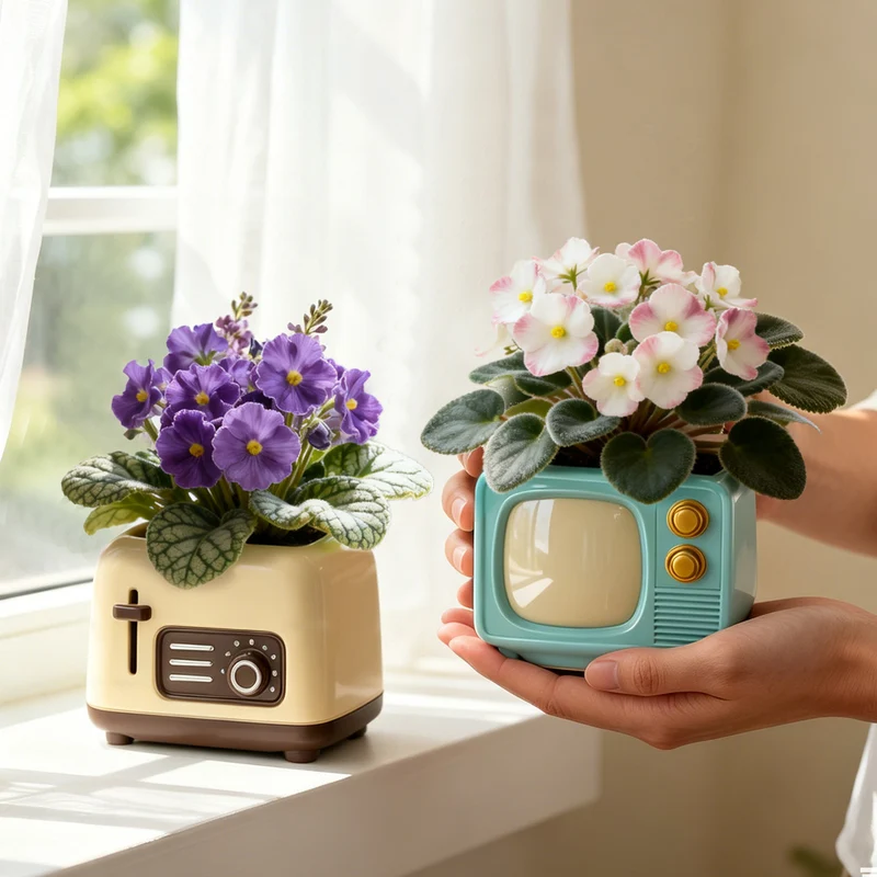 Vintage-Blumentopf, Retro-Design, ohne Pflanze