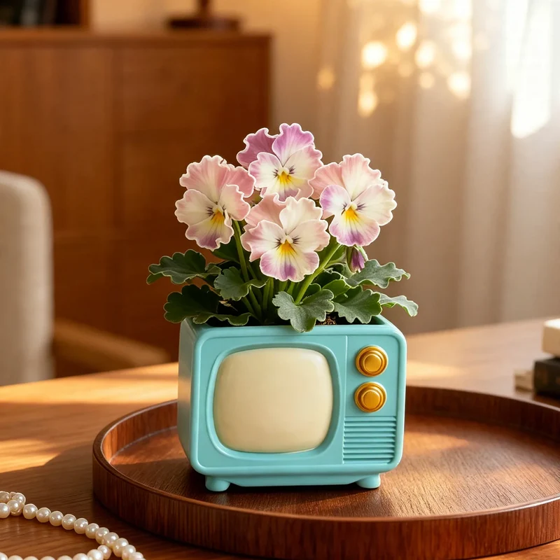 Vintage-Blumentopf, Retro-Design, ohne Pflanze