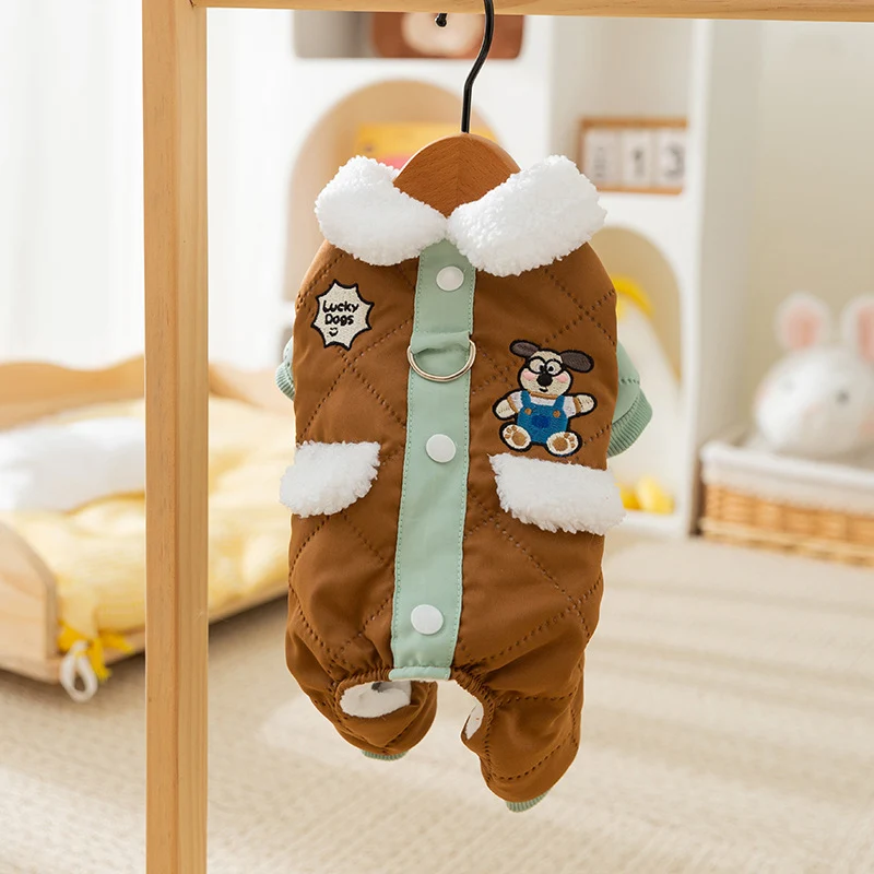 Winterjacke für kleine Hunde mit Taschen und Leine