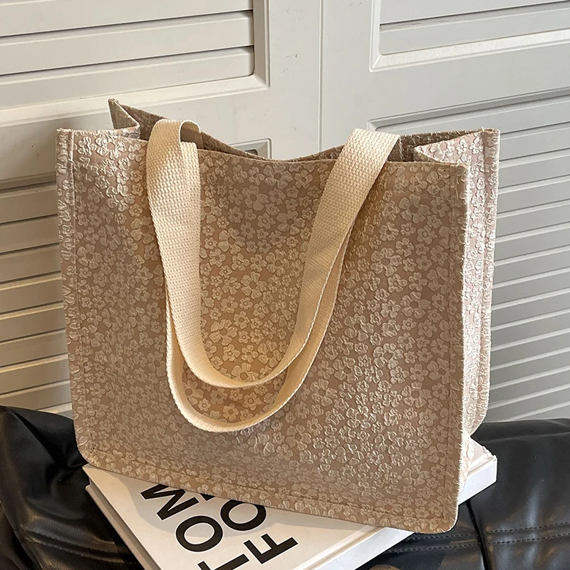 Blumenmuster-Leinen-Tote-Bag