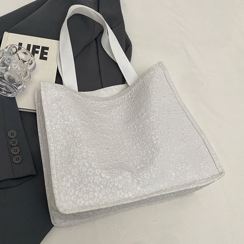 Blumenmuster-Leinen-Tote-Bag