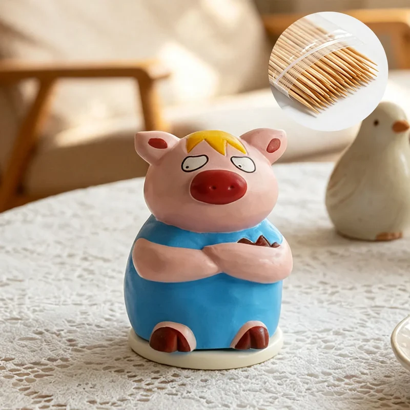 Schweinchen-Zahnstocherbox aus Kunststoff