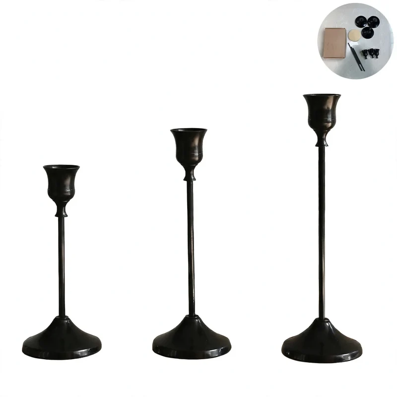 Kerzenständer-Set, 3-teilig, Eisen, Vintage-Stil