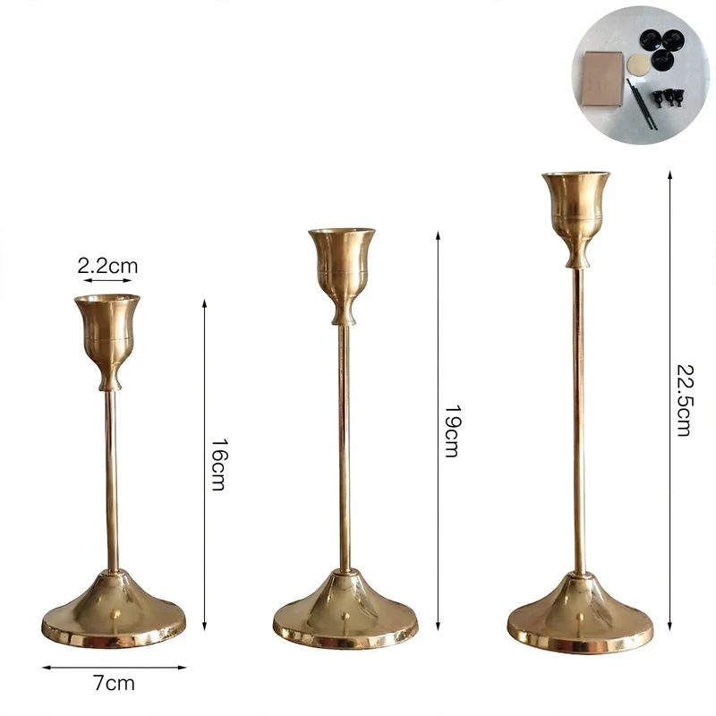 Kerzenständer-Set, 3-teilig, Eisen, Vintage-Stil