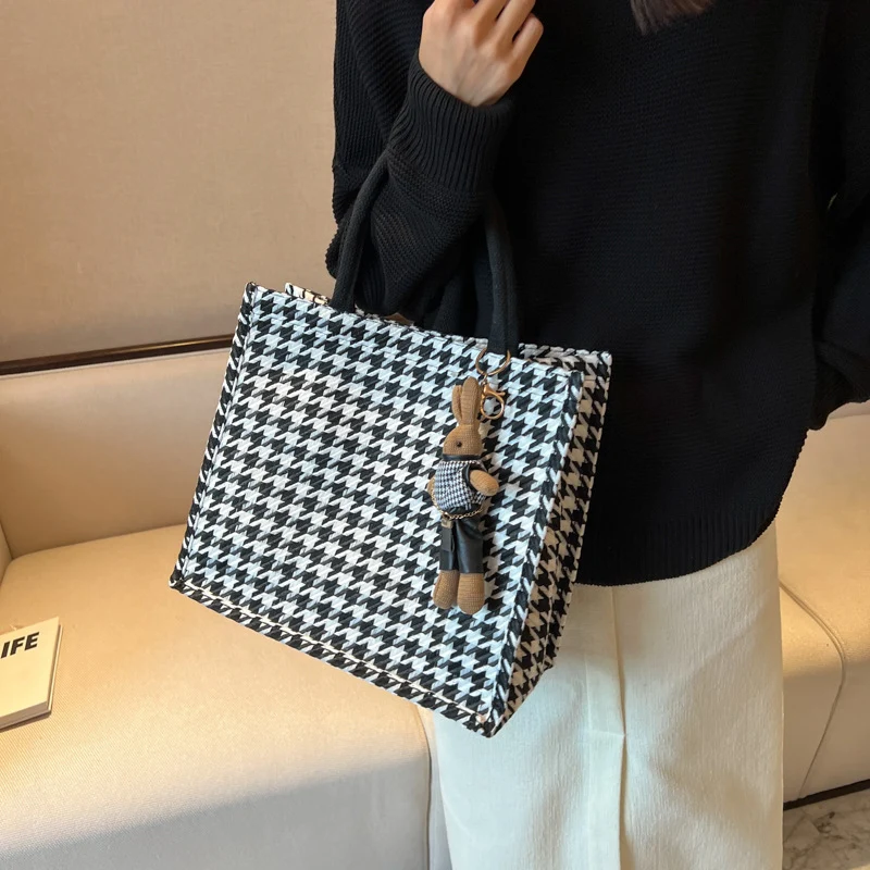 Hahnentritt-Muster Handtasche