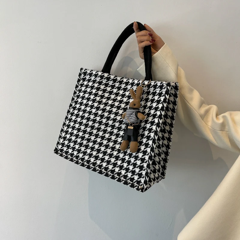 Hahnentritt-Muster Handtasche