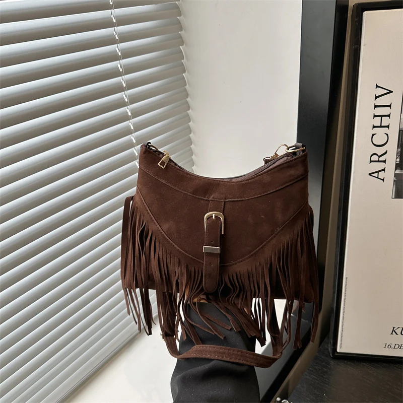 Fransierte Wildleder-Handtasche
