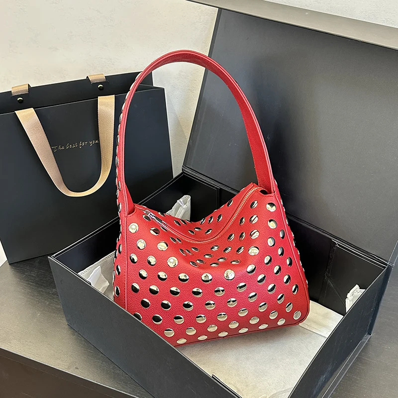 Nieten Kunstleder Handtasche
