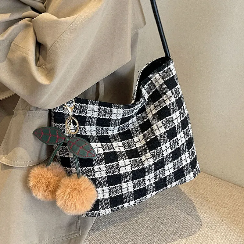 Klassische karierten Schultertasche