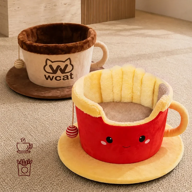 Katzenbett mit Kratzmöglichkeit und Spielfunktion